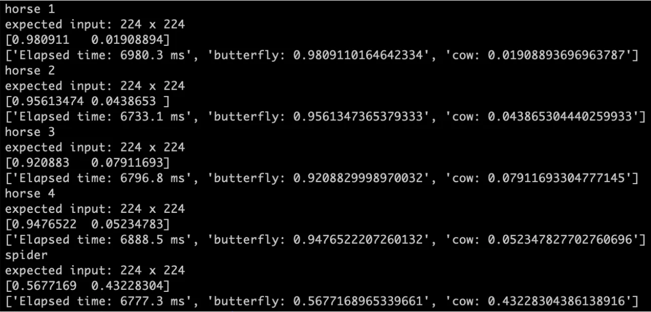 Terminal output showing bad results